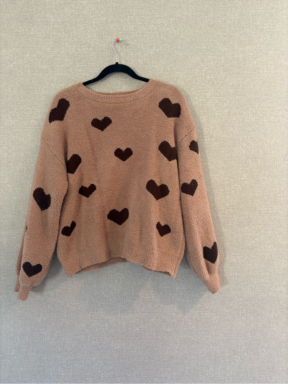 Cozy Heart Pattern Chunky Sweater - Brown